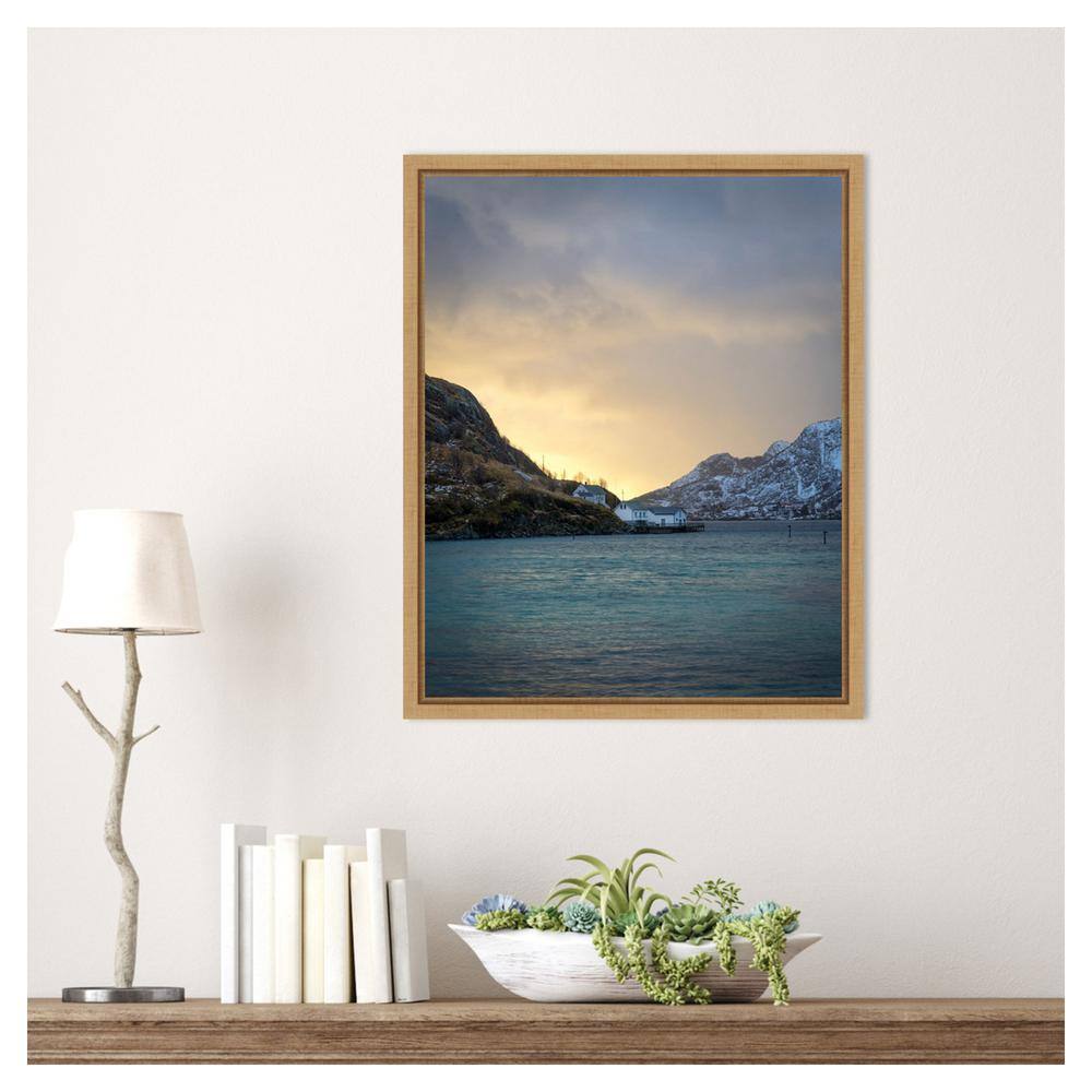 The Morning Glow II Scenic Landscape Canvas Print with Maple Frame