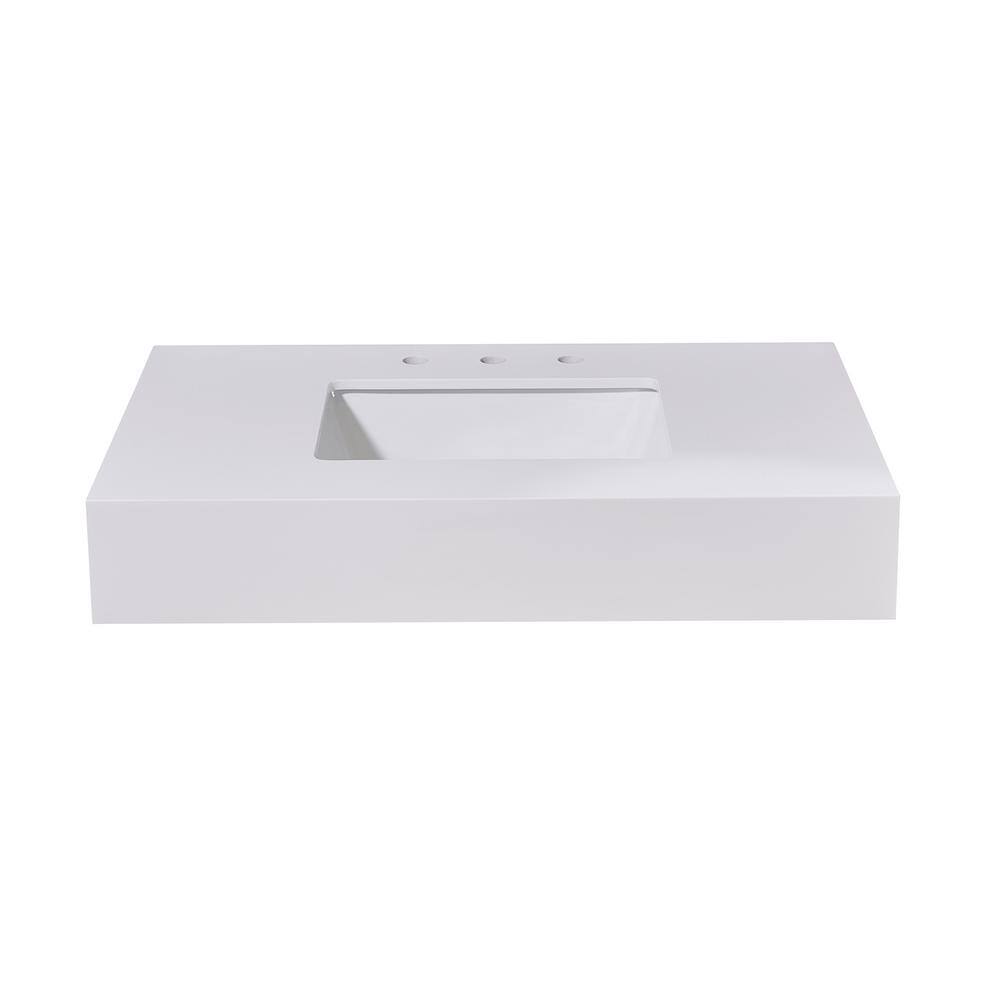 36" White Ceramic Vanity Top with Integrated Sink