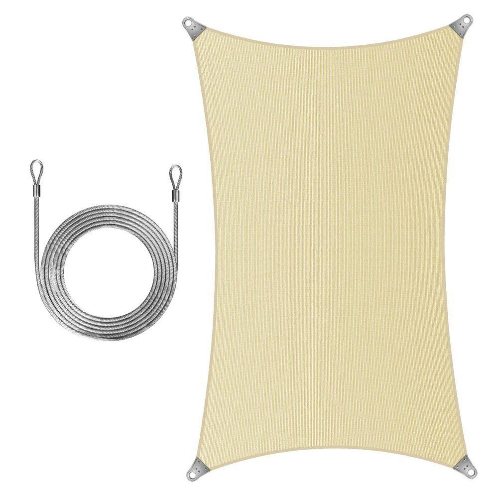 Super Ring 22 ft. x 24 ft. Sun Shade Sail with Cable-Beige