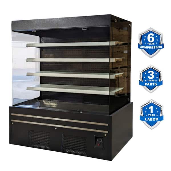 72 in. W 40.9 cu. ft. NSF Commercial Open Case Refrigerator in Black