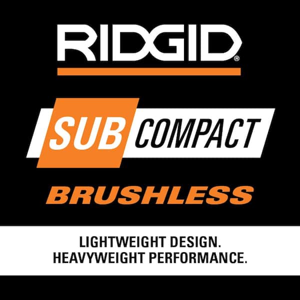 RIDGID - 18V SubCompact Brushless Cordless 1/2 in. Drill/Driver Kit with (2) 2.0 Ah Batteries, Charger, and Tool Bag