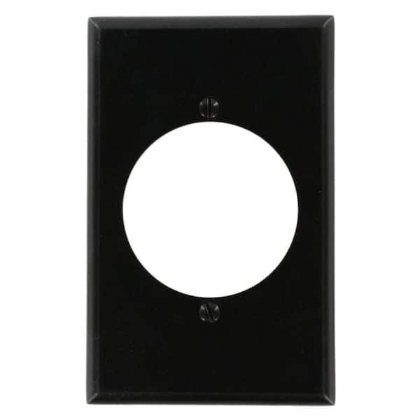 Leviton 1-Gang Black 2.15 in. Single Outlet/Receptacle Plastic Midway/Midsize Wall Plate (1-Pack) 80528-BLK