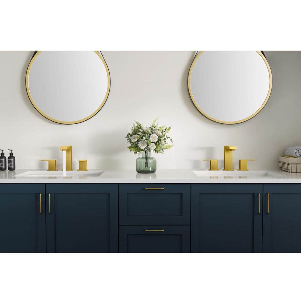 Brushed Gold Stainless Steel Double Handle Bathroom Faucet