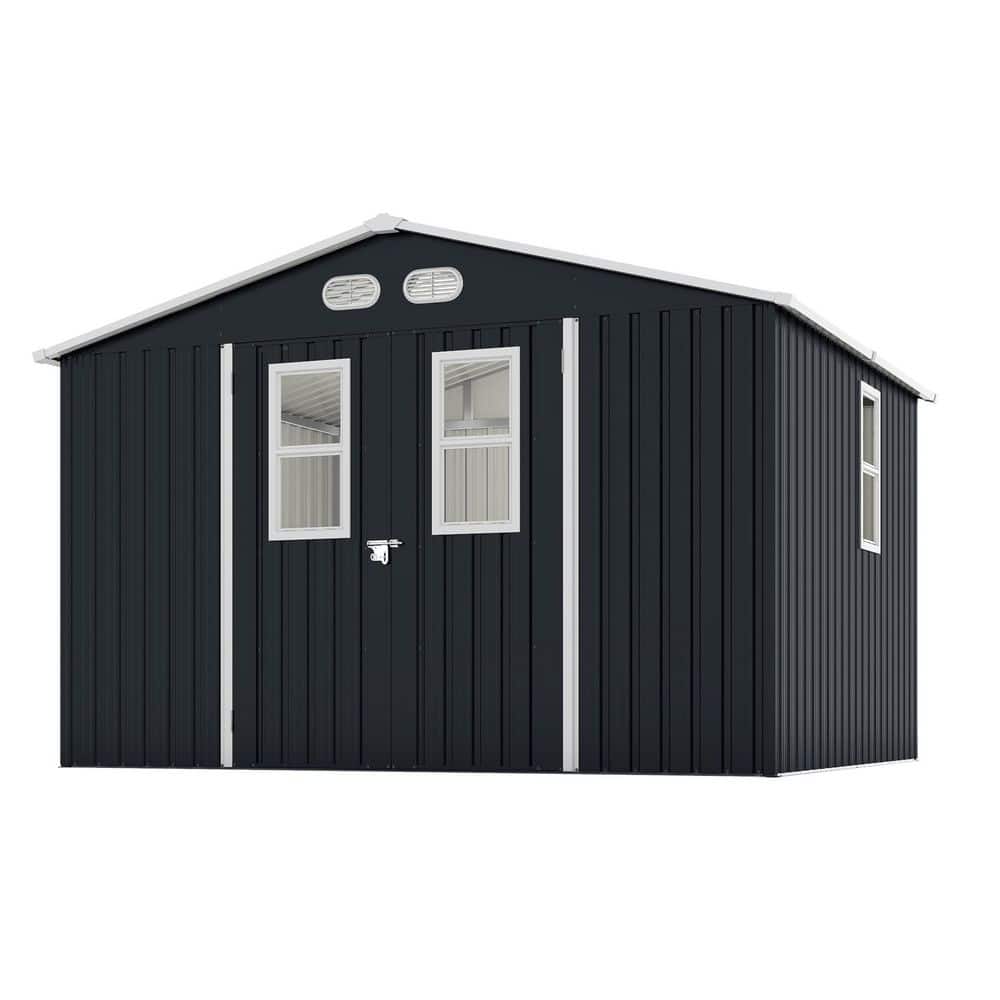 Noble House Eric 10 ft. W x 8 ft. D Dark Gray Metal Patio Outdoor