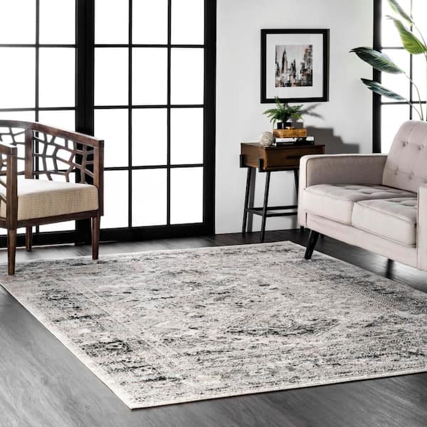 Vintage Speckled Shaunte 10 ft. x 14 ft. Silver Area Rug