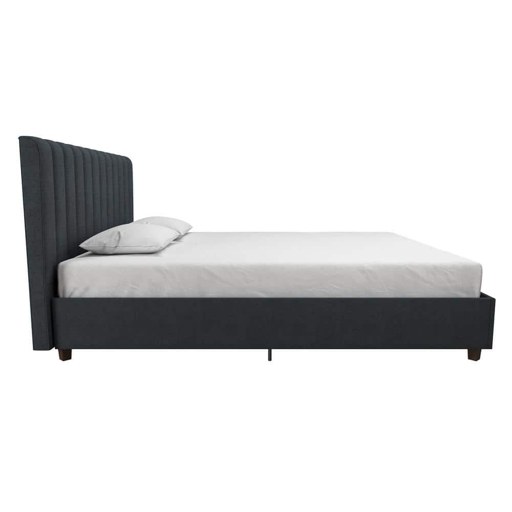 Elegant Queen-Sized Brittany Platform Bed with Tufted Linen Upholstery