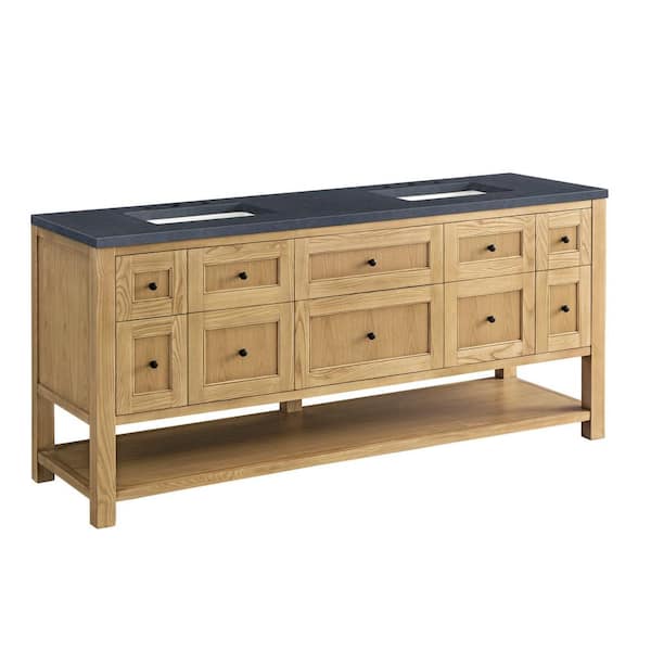 Breckenridge 72.0 in. W x 23.5 in. D x 34.2 in. H Bathroom Vanity in Light Natural Oak with Charcoal Soapstone Top