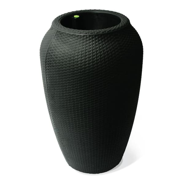 Algreen 32 in. H x 20 in. Black 100% Recycled Wicker Polyethylene Planter