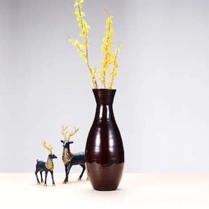 20 in. Brown Decorative Handcrafted Classic Bamboo Floor Vase