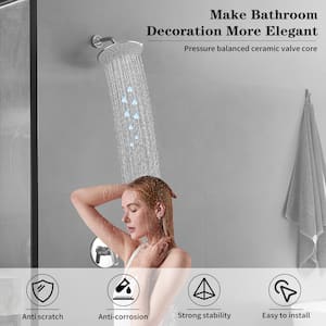 1-Spray Pattern Single Handle Shower Faucet with 2.5 GPM 9 in. Wall Mount Fixed Shower Head in Polished Chrome