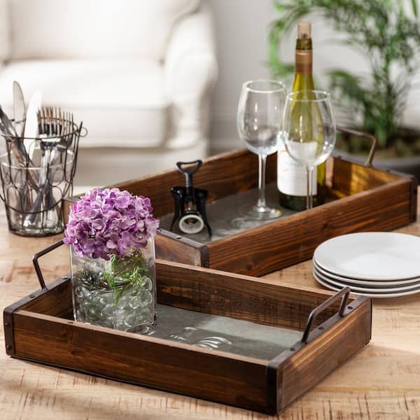 Wooden Nested Serving Trays - Set of 5 Unfinished Square Trays