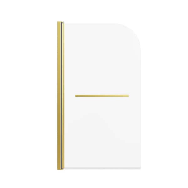 31" W x 55" H Shower Tub Door Frameless Pivot Tub Door in Brushed Gold with 1/4" Tempered Clear Glass 180 Pivot Degree