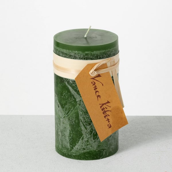 Vance Kitira 6 in. Holly Green Timber Pillar Candle