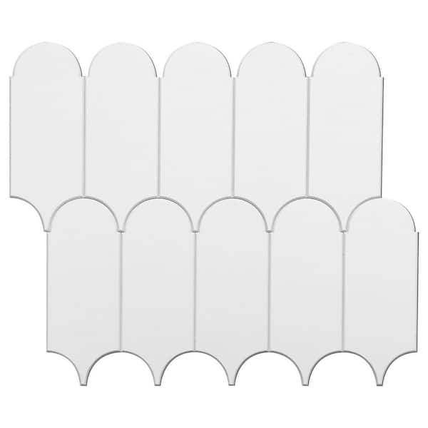 AVANT DECOR Oslo White 5 in. x 5 in. 4 mm Stone Peel and Stick Backsplash Tile Sample Cut Tile (.17 sq. ft./Sample)