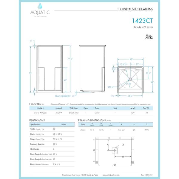 Everyday 42 in. x 42 in. x 76 in. 1-Piece Shower Stall with Center Drain in White