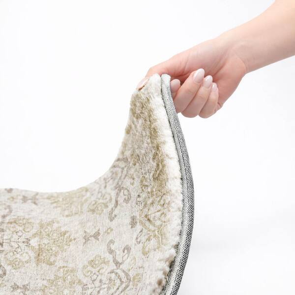 Dream Shag Premium Machine Washable Abstract ADS759 Ivory 8 ft. x 8 ft. Round Rug