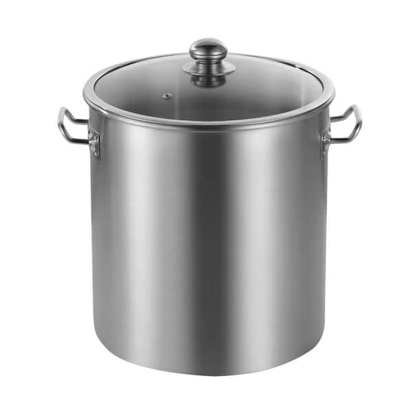 24 qt. Stainless Steel Stock Pot in Silver with Glass Lid