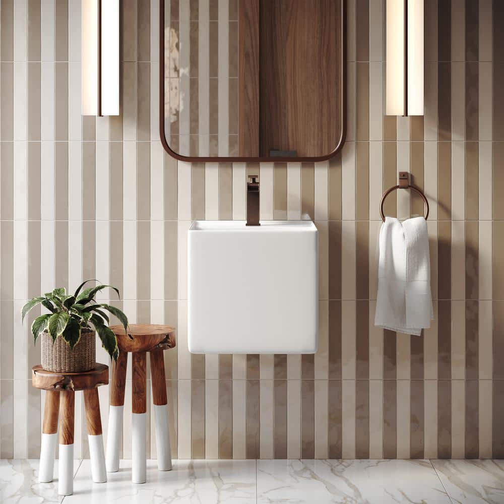 Pur 16.5" Glossy White Ceramic Wall-Mount Vessel Sink