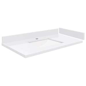 Silestone 31.25 in. W x 22.25 in. D Quartz White Rectangular Single Sink Vanity Top in Miami White
