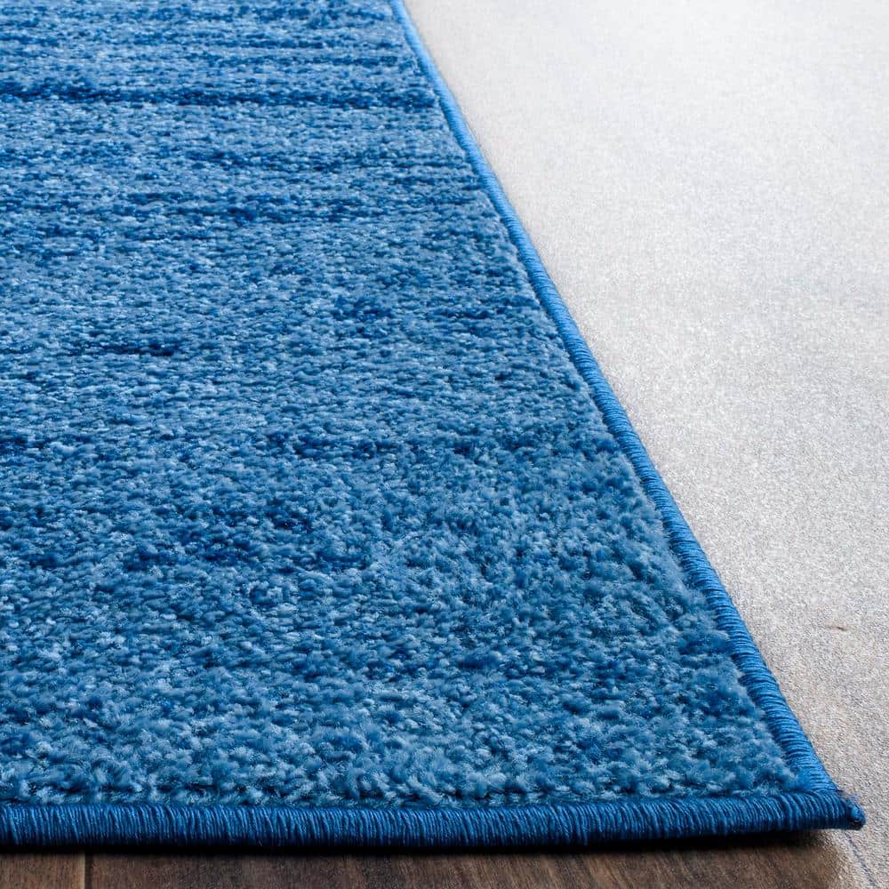 Light Blue and Dark Blue Square Abstract Area Rug