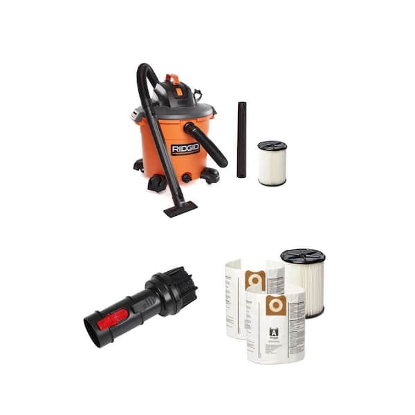 16 Gal. 5.0 Peak HP NXT Shop Vacuum with Filter, Bags, 2-1/2 in. Diffuser and Adapter Combo