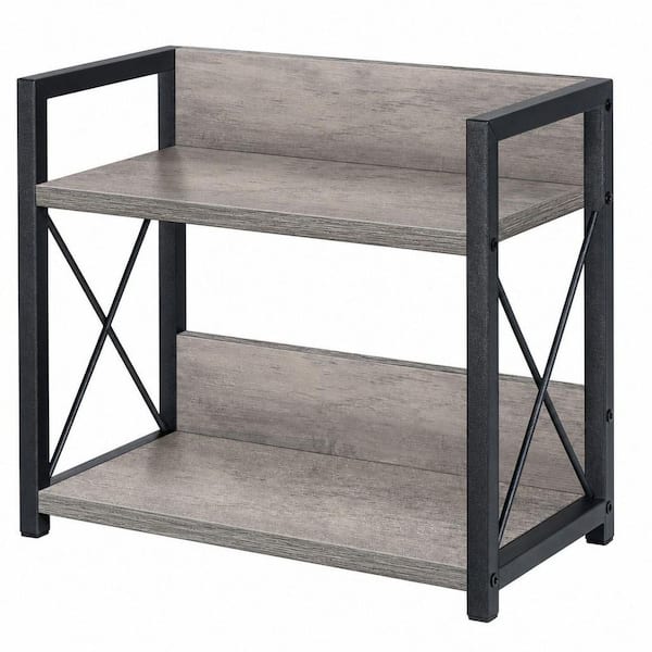 2-Tier Wood Kitchen Countertop Organizer, Spice Rack for Pantry, Wood Coffee Counter Shelf Organizer (Gray, S)