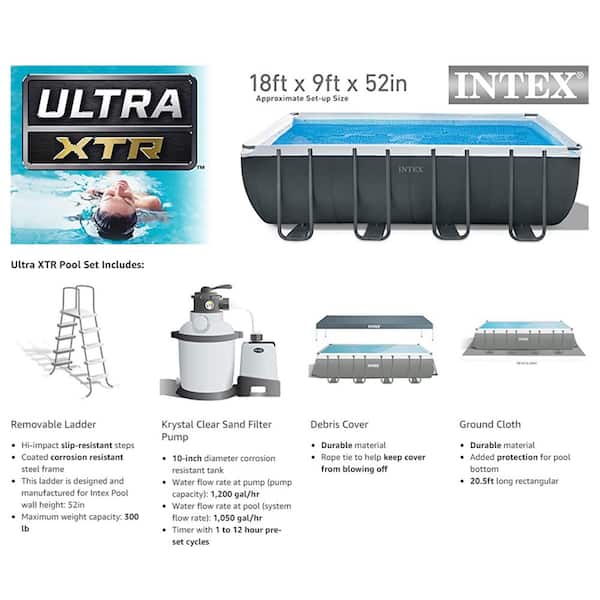 Ultra XTR 18 ft. x 9 ft. Rectangular 52 in. Deep Above Ground Pool Set