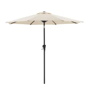 9 ft Outdoor Market Patio Umbrella with Manual Tilt, Easy Crank Lift in Beige