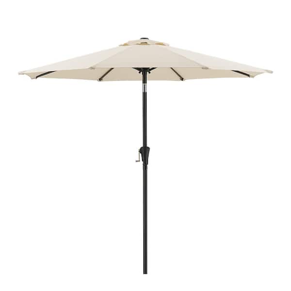 Cesicia 9 ft Outdoor Market Patio Umbrella with Manual Tilt, Easy Crank Lift in Beige
