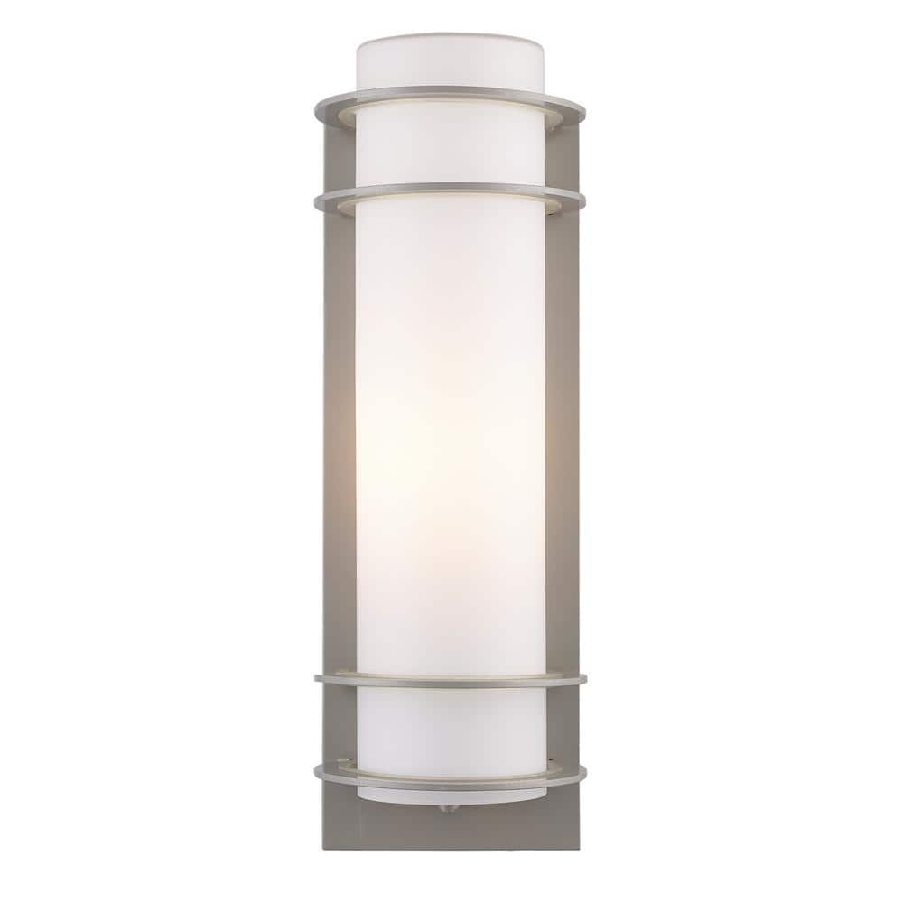 UPC 736916619271 product image for Zephyr 16.25 in. 1-Light Silver Cylinder Outdoor Wall Light Fixture with Frosted | upcitemdb.com