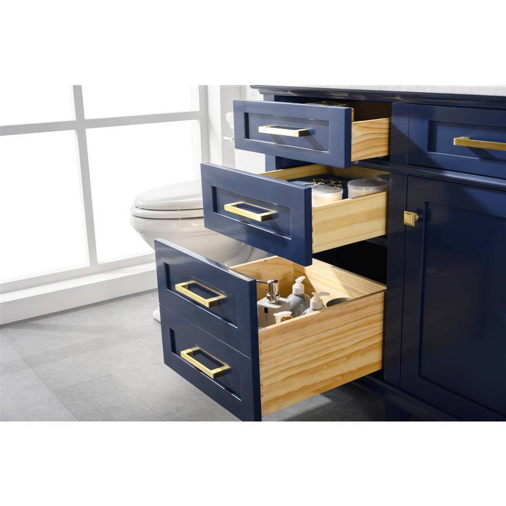 Blue 60" Single Sink Vanity with Carrara Marble Top