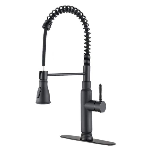 Magic Home Touchless Single-Handle Pull-Out Sprayer Stainless Steel Kitchen Faucet in Matte Black