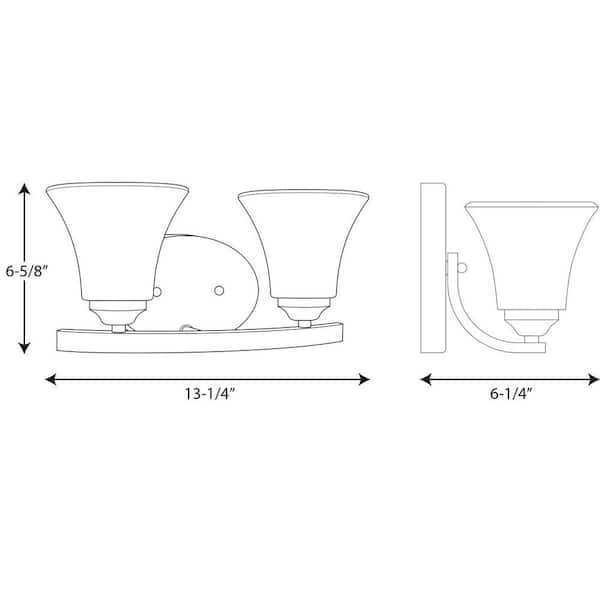 Adorn Collection 2-Light Polished Chrome Etched Glass Traditional Bath Vanity Light