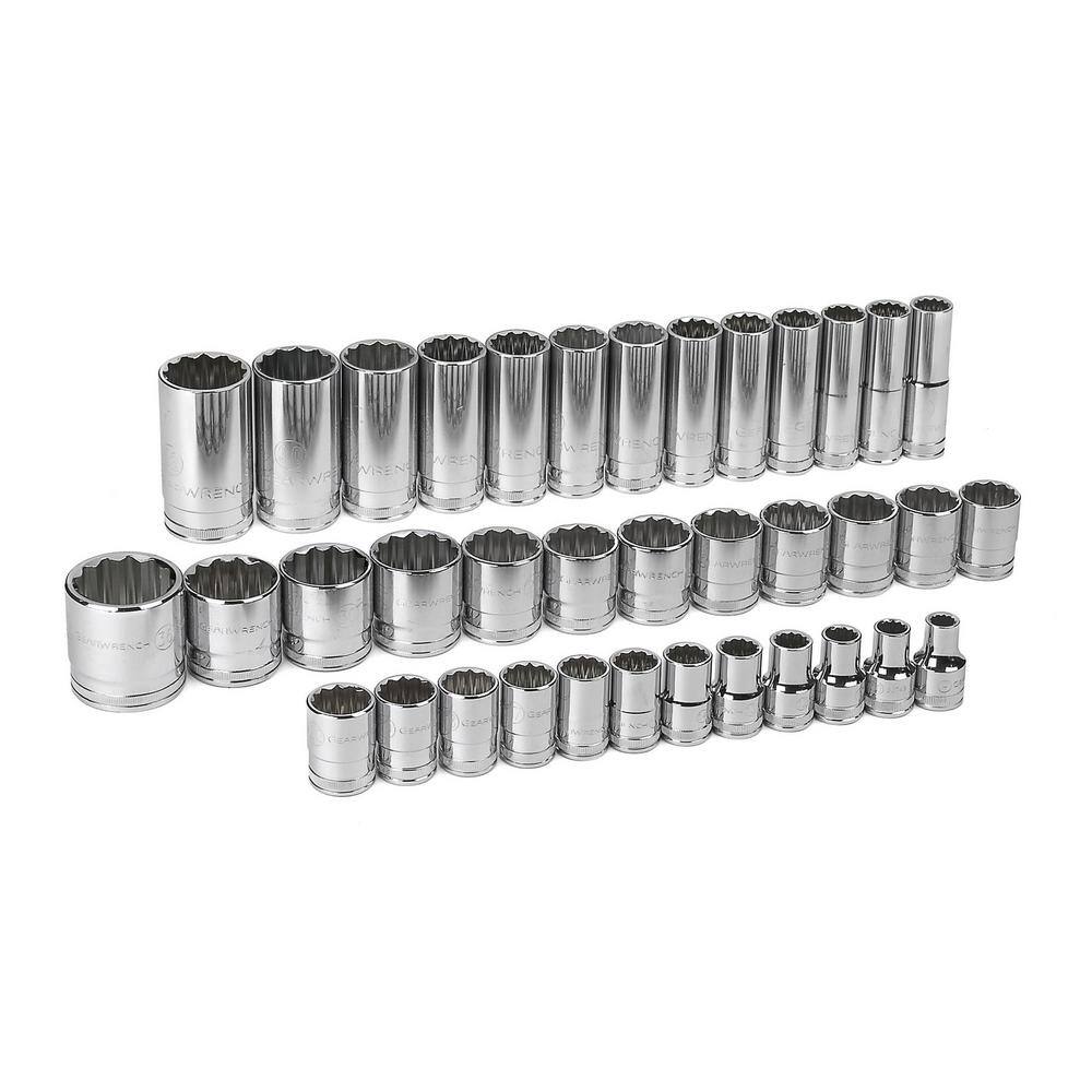 GEARWRENCH 1/2 in. Drive 12-Point Standard and Deep Metric Socket Set  (37-Piece) 80730 - The Home Depot