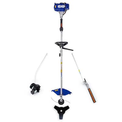 26 cc 2-Cycle Gas Full Crank 4-in-1 Multi-Function String Trimmer with Edger Attachment
