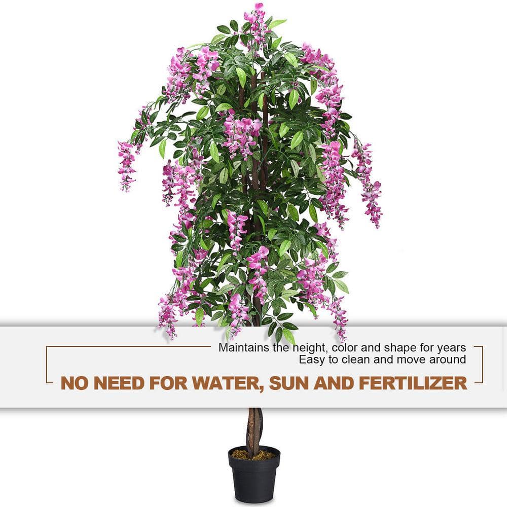 6-Foot Purple Silk Wisteria Tree with Black Plastic Pot