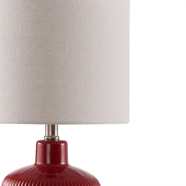 KAWOTI 17.5 in. Red Glossy Contemporary Ceramic Table Lamp for