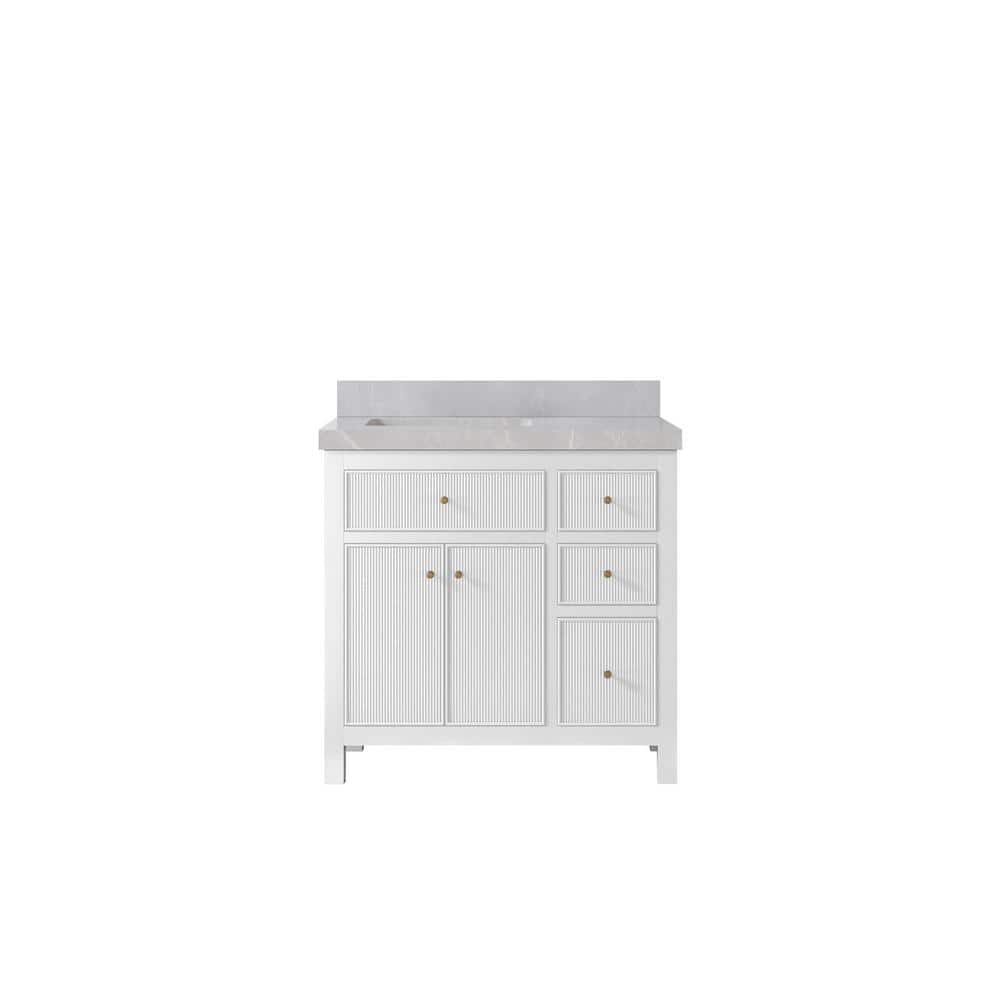"Sonoma 36 in. W x 22 in. D x 36 in. H Left Offset Sink Bath Vanity in White with 2"" Pearl Gray Quartz Top" price history on PriceWatchPro