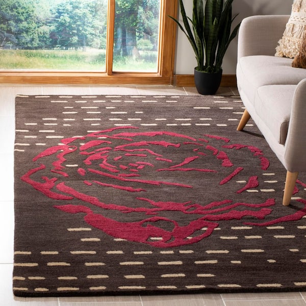 Wyndham 8 ft. x 10 ft. Charcoal/Red Rose Dash Area Rug