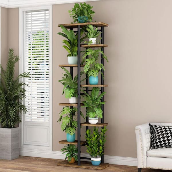 Black Metal Plant Stand Indoor, 8 Tier-9 Potted Plant Shelf Flower
