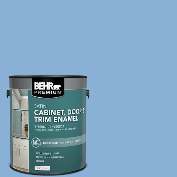 BEHR PREMIUM 1 Gal. White Satin Enamel Interior/Exterior Cabinet, Door &  Trim Paint 752001 - The Home Depot