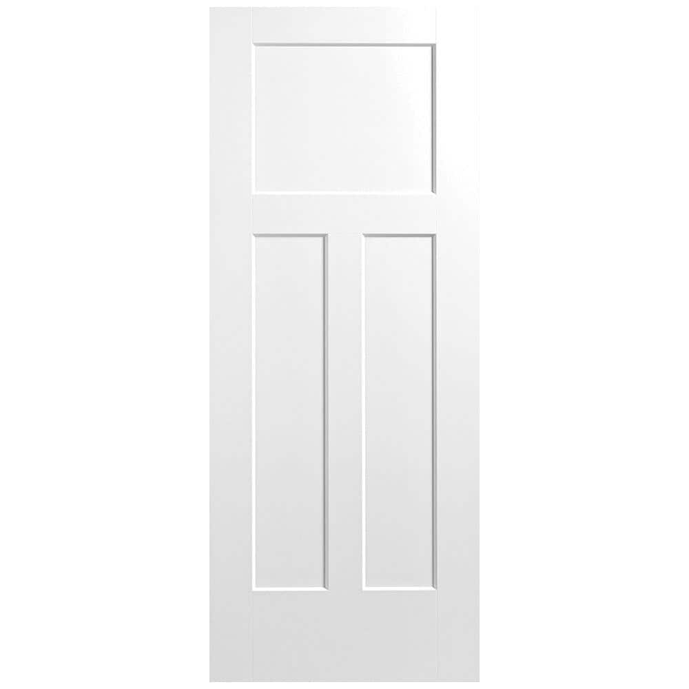 32 in. x 80 in. 3-Panel Winslow Single Bore Hollow Core Primed Molded Composite Interior Door Slab