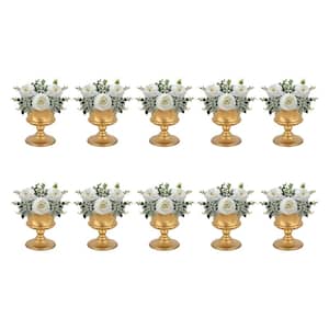 5.91 in. Gold Metal Flower Vase Wedding Centerpieces Flower Vase Mini Vase Home Decor (Pack of 10)