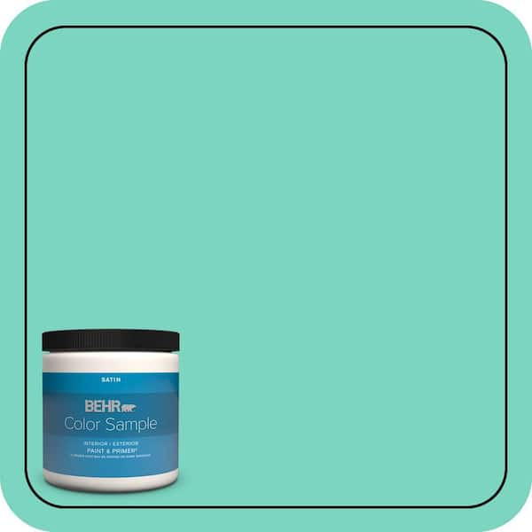 BEHR PREMIUM PLUS 8 oz. #P430-3 Green Parakeet Satin Enamel Interior/Exterior Paint & Primer Color Sample