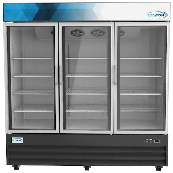 Koolmore 78 in. 53 cu. ft. 3 Door Commercial Refrigerator in Black Steel with Glass Door