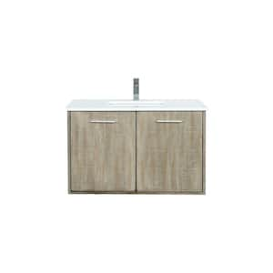 Fairbanks 36 in W x 20 in D Rustic Acacia Bath Vanity, Cultured Marble Top and Chrome Faucet Set