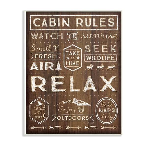 Stupell Industries 10 in. x 15 in. "Outdoors Cabin Rules" by Jennifer Pugh Printed Wood Wall Art