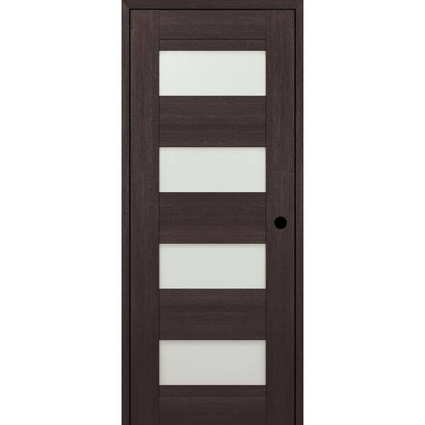 Belldinni 32 in. x 80 in. Vona 7/8 Left-Hand 4Lite Frosted Glass Veralinga Oak Composite DIY-Friendly Single Prehung Interior Door