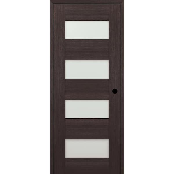 Belldinni 30 in. x 80 in. Vona 7/8 Left-Hand 4Lite Frosted Glass Veralinga Oak Composite DIY-Friendly Single Prehung Interior Door