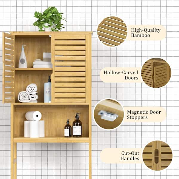 VEIKOUS 24.4 in. W x 66.9 in. H x 9.5 in. D Yellow Bamboo Over the